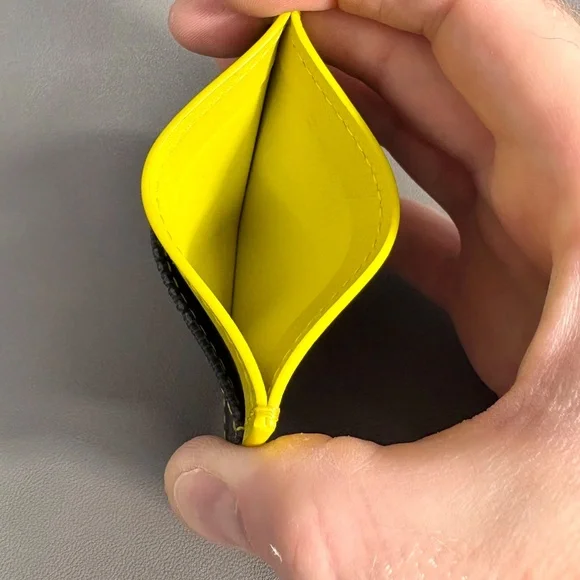 Upcycled LV Damier Graphite Canvas & Yellow Leather Card Case Holder - Picture 4 of 6